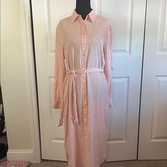 Lauren Ralph Lauren Dresses & Skirts - Lauren Ralph Lauren Light Pink Logo Button Down Belted Shirt Dress Maxi Size 8